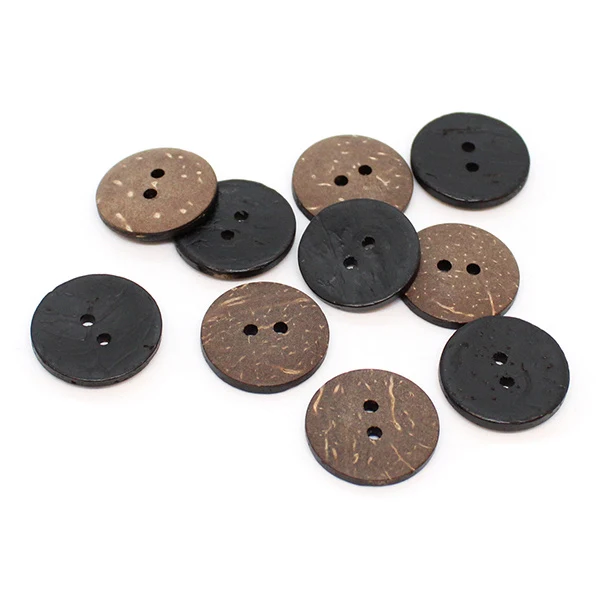 HobbyArts Farvede Kokosknapper, Sort, 20 mm, 10 stk